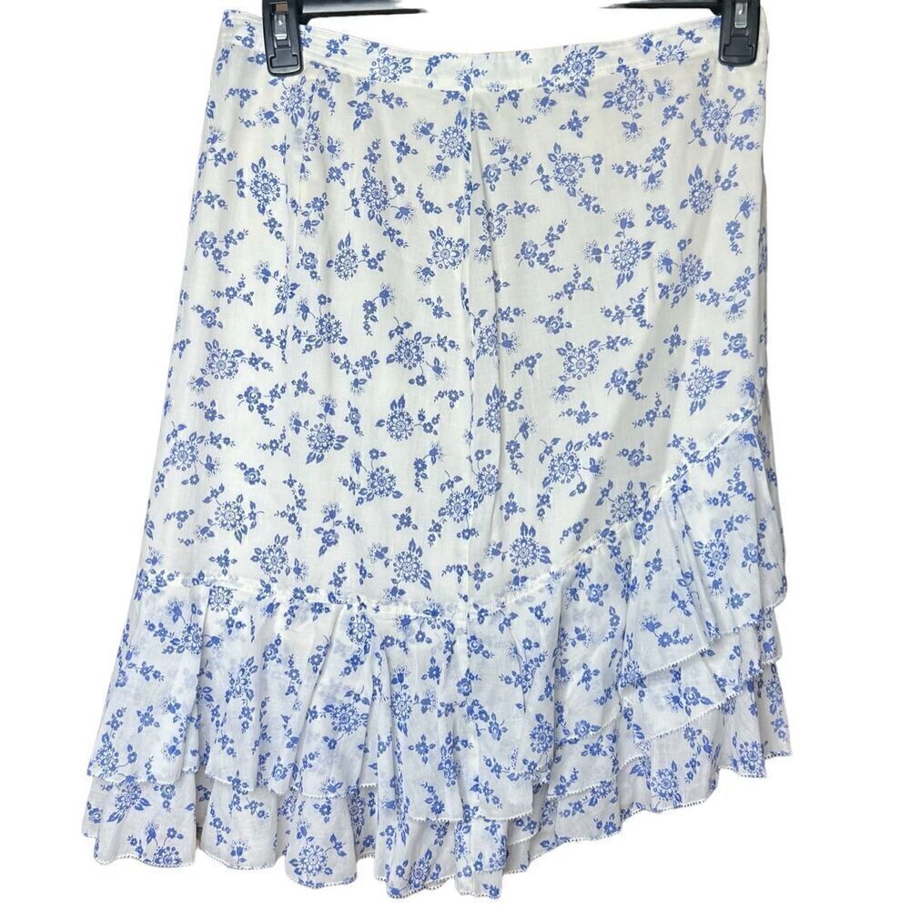 POLO RALPH LAUREN Ruffled Floral Cotton Miniskirt in Blue & White NWT Size 10 - Picture 4 of 9